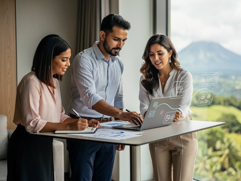 Equipo de TicoByte colaborando en el desarrollo del programa de webinares